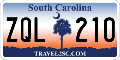 SC license plate ZQL210