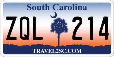 SC license plate ZQL214