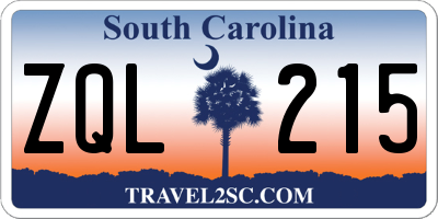 SC license plate ZQL215