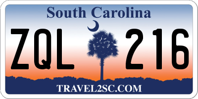 SC license plate ZQL216