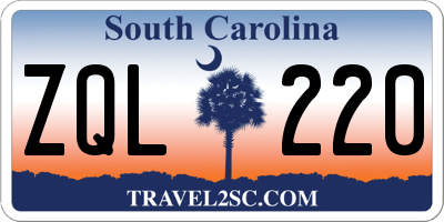 SC license plate ZQL220