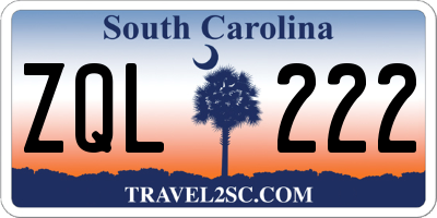 SC license plate ZQL222