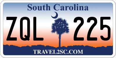 SC license plate ZQL225