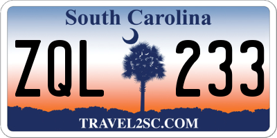 SC license plate ZQL233