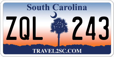 SC license plate ZQL243