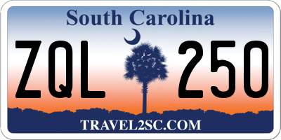 SC license plate ZQL250