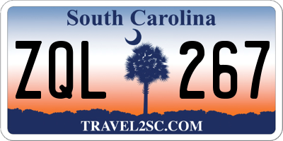 SC license plate ZQL267