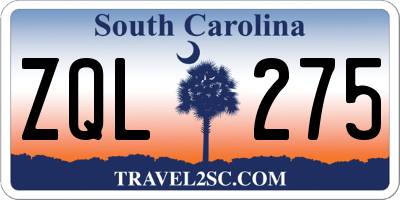 SC license plate ZQL275