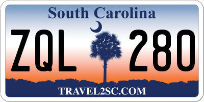 SC license plate ZQL280