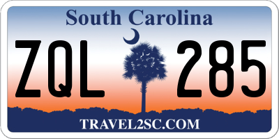 SC license plate ZQL285