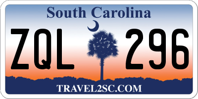 SC license plate ZQL296