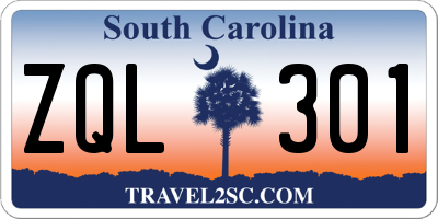 SC license plate ZQL301