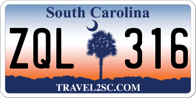 SC license plate ZQL316