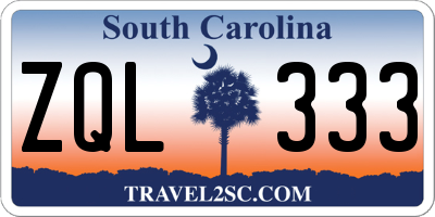 SC license plate ZQL333