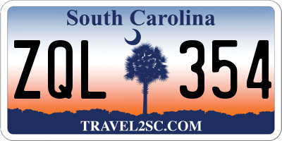 SC license plate ZQL354