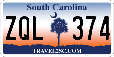 SC license plate ZQL374