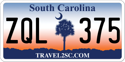 SC license plate ZQL375