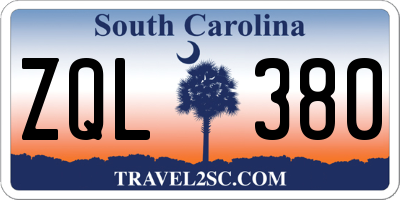 SC license plate ZQL380