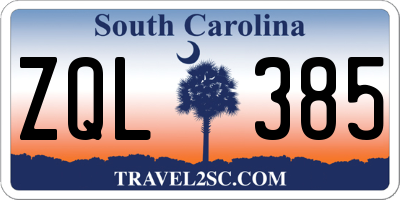 SC license plate ZQL385