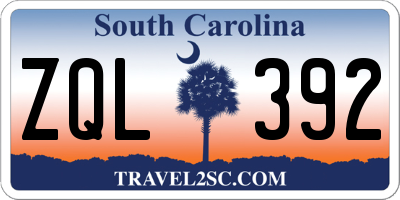 SC license plate ZQL392