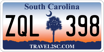 SC license plate ZQL398