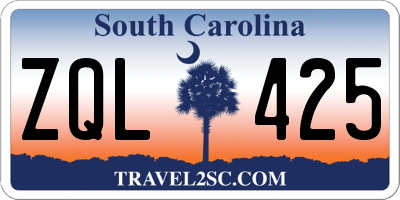 SC license plate ZQL425