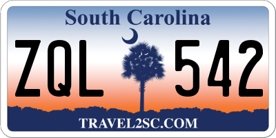 SC license plate ZQL542
