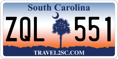 SC license plate ZQL551