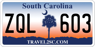 SC license plate ZQL603