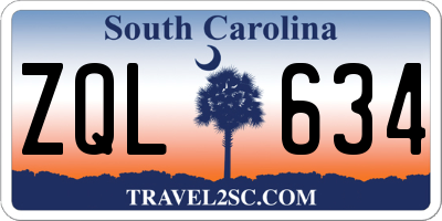SC license plate ZQL634