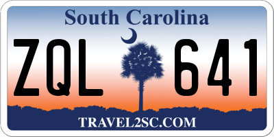 SC license plate ZQL641