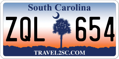 SC license plate ZQL654