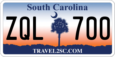 SC license plate ZQL700