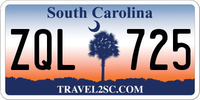 SC license plate ZQL725