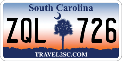 SC license plate ZQL726