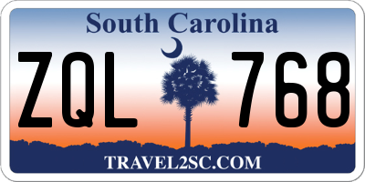 SC license plate ZQL768