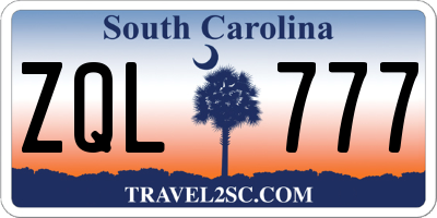 SC license plate ZQL777