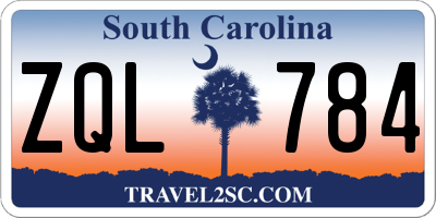 SC license plate ZQL784