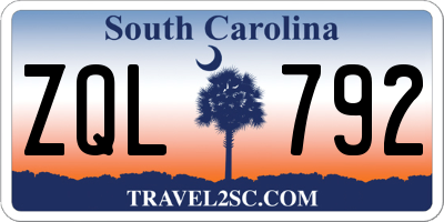 SC license plate ZQL792