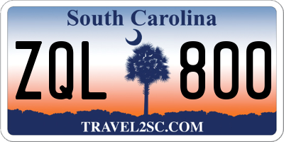 SC license plate ZQL800