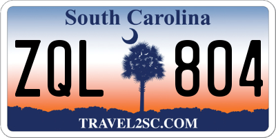 SC license plate ZQL804