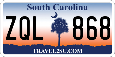 SC license plate ZQL868