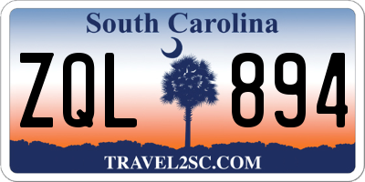 SC license plate ZQL894