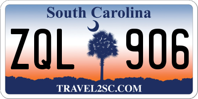 SC license plate ZQL906