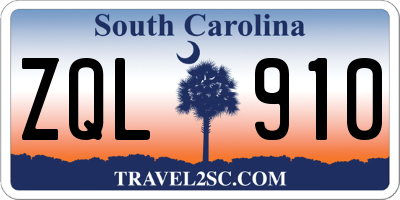 SC license plate ZQL910
