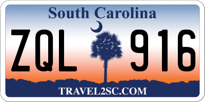 SC license plate ZQL916