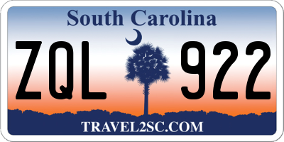 SC license plate ZQL922