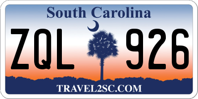 SC license plate ZQL926