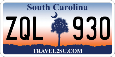 SC license plate ZQL930