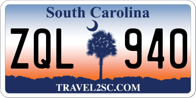 SC license plate ZQL940